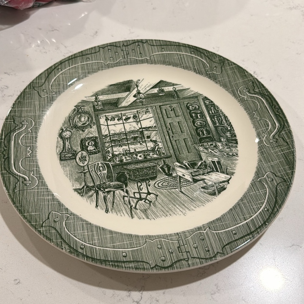 The Old Curiosity Shop Royal Chop Plate Green Under Glaze Cake Plate Platter
